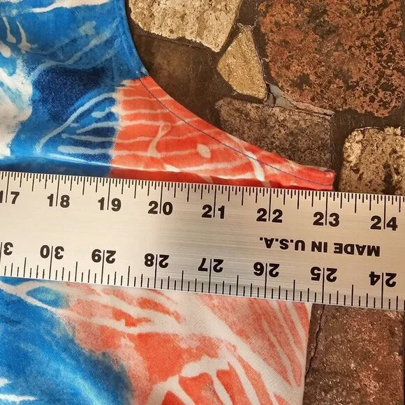 Nic+Zoe Watercolor Blooms Dress, Sleeveless Tropical Print Size Large Blue/Coral - Picture 9 of 10